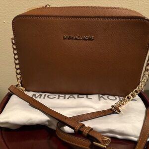 Michael Kors Tan Crossbody Bag with Gold Chain
